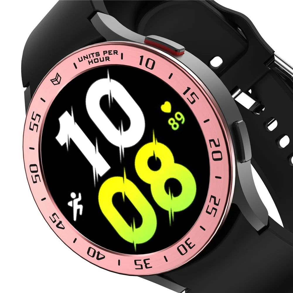 Watch Bezel Ring for Samsung Galaxy Watch 5 44mm Metal Bezel Ring Protection Cover Watch Replacement Part (Type A) - Rose Gold Ring Black Letters - 4