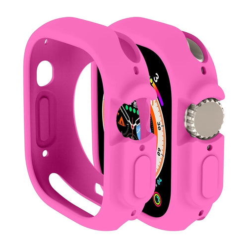 For Apple Watch Ultra 3 / Ultra 2 / Ultra 49mm Candy Color Soft TPU Watch Case Precise Cutouts Protective Cover Frame - Hot Pink - 1