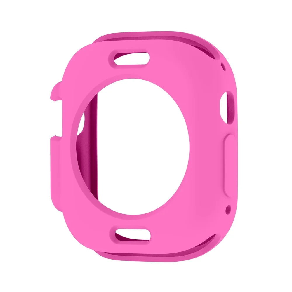 For Apple Watch Ultra 3 / Ultra 2 / Ultra 49mm Candy Color Soft TPU Watch Case Precise Cutouts Protective Cover Frame - Hot Pink - 3