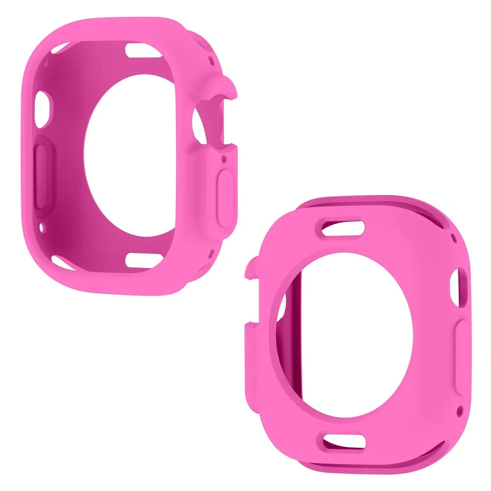 For Apple Watch Ultra 3 / Ultra 2 / Ultra 49mm Candy Color Soft TPU Watch Case Precise Cutouts Protective Cover Frame - Hot Pink - 4