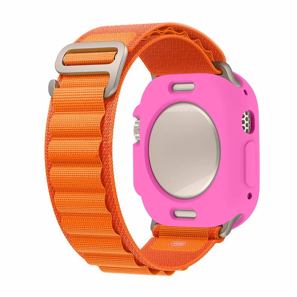 For Apple Watch Ultra 3 / Ultra 2 / Ultra 49mm Candy Color Soft TPU Watch Case Precise Cutouts Protective Cover Frame - Hot Pink - 6