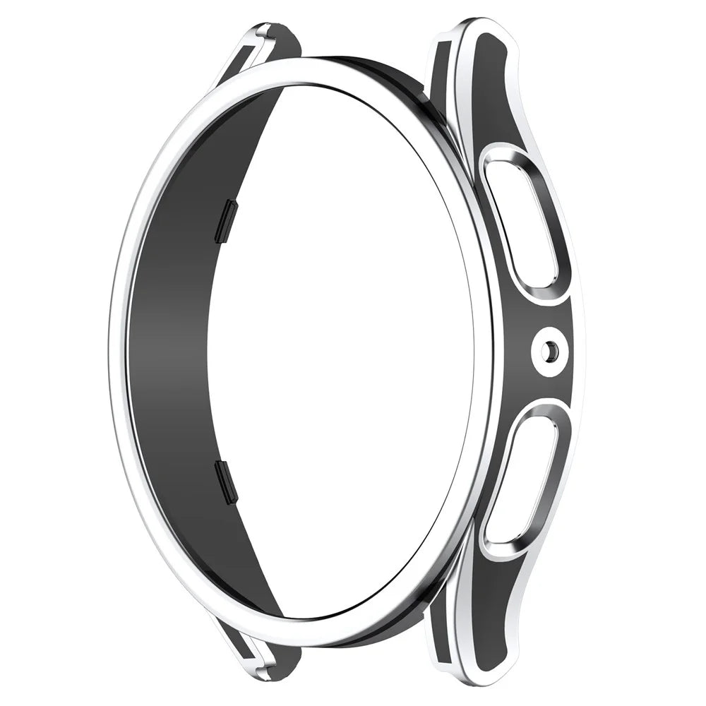 For Samsung Galaxy Watch FE / Watch6 / Watch5 / Watch4 40mm Hard PC Case Watch Cover with Tempered Glass Screen Protector - Black / Silver - 7