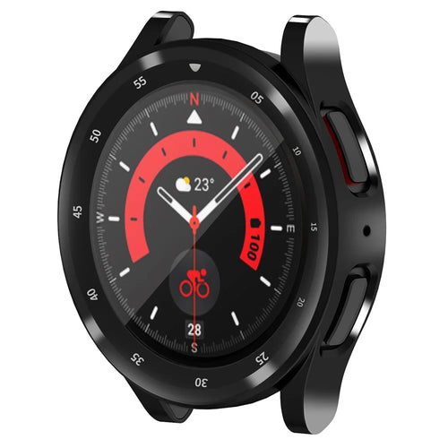 For Samsung Galaxy Watch 5 Pro 45mm Full Coverage TPU Watch Case Drop-proof Protective Cover with Scale Design - Black - 1