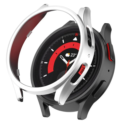 For Samsung Galaxy Watch 5 Pro 45mm Hard PC Watch Case Anti-scratch Hollow Watch Protective Cover Frame - Silver - 1