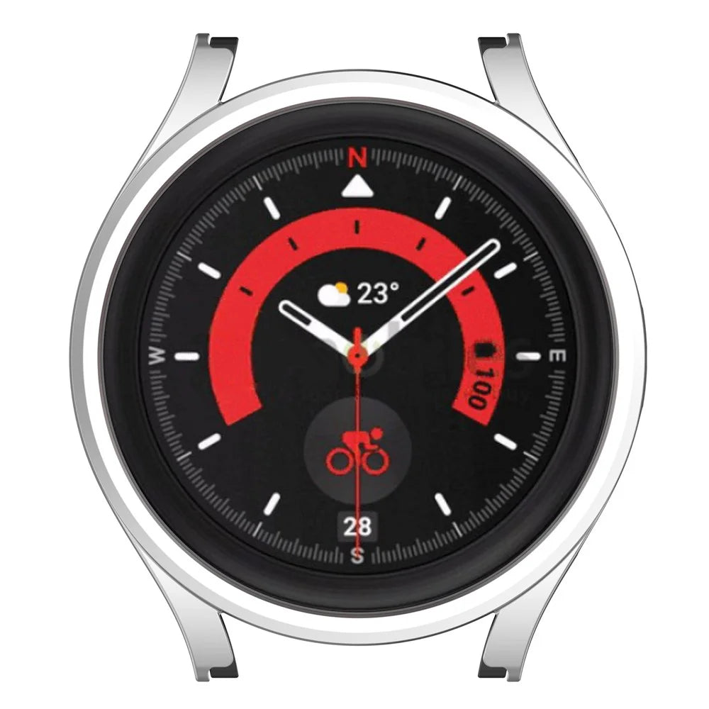 For Samsung Galaxy Watch 5 Pro 45mm Hard PC Watch Case Anti-scratch Hollow Watch Protective Cover Frame - Silver - 4