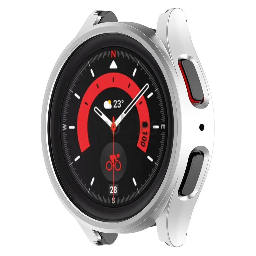 For Samsung Galaxy Watch 5 Pro 45mm Hard PC Watch Case Anti-scratch Hollow Watch Protective Cover Frame - Silver - 6