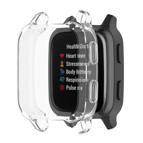 For Garmin Venu Sq  /  Venu Sq Music  /  Venu Sq 2  /  Venu Sq 2 Music Soft Transparent TPU Watch Case Electroplate Edges Overall Protective Cover - 1