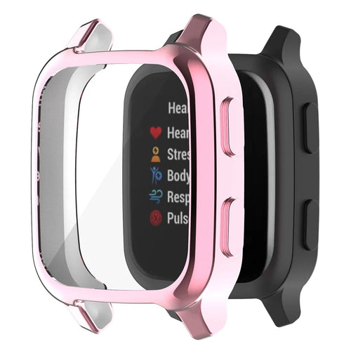 For Garmin Venu Sq / Venu Sq Music / Venu Sq 2 / Venu Sq 2 Music Soft TPU Watch Case Electroplate Edges Full Coverage Shockproof Bumper Protective Cover - Pink - 1
