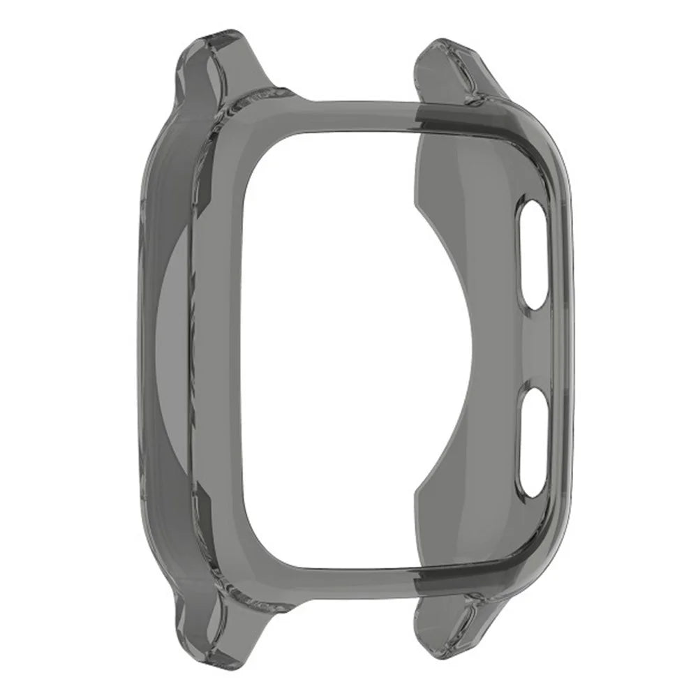 For Garmin Venu Sq  /  Venu Sq Music  /  Venu Sq 2  /  Venu Sq 2 Music TPU Watch Frame Cover Hollow Out Half Protective Shockproof Case - Transparent Black - 2