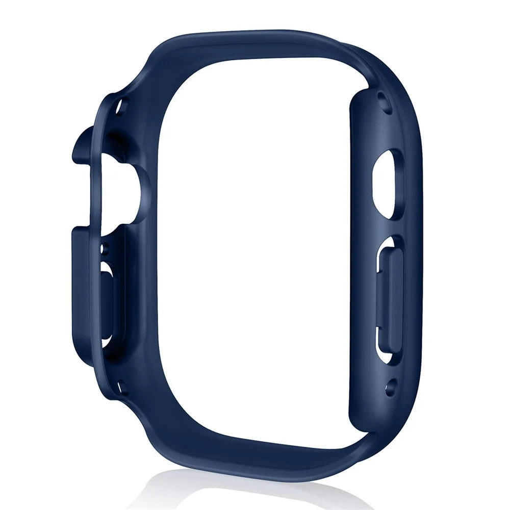 For Apple Watch Ultra 3 / Ultra 2 / Ultra 49mm Hard PC Wallet Case with Tempered Glass Screen Protector Anti-drop Matte Protective Cover - Midnight Blue - 2