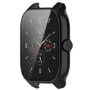 For Huami Amazfit GTS 4 Hard PC Case with Tempered Glass Screen Protector Scratch Resistant Overall Protective Cover - Black - 6