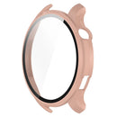 For Huami Amazfit GTR 4 46mm Full Coverage Hard PC Case with Tempered Glass Screen Protector Touch Sensitive HD Bumper Protective Cover - Sakura Pink - 2