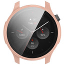 For Huami Amazfit GTR 4 46mm Full Coverage Hard PC Case with Tempered Glass Screen Protector Touch Sensitive HD Bumper Protective Cover - Sakura Pink - 4