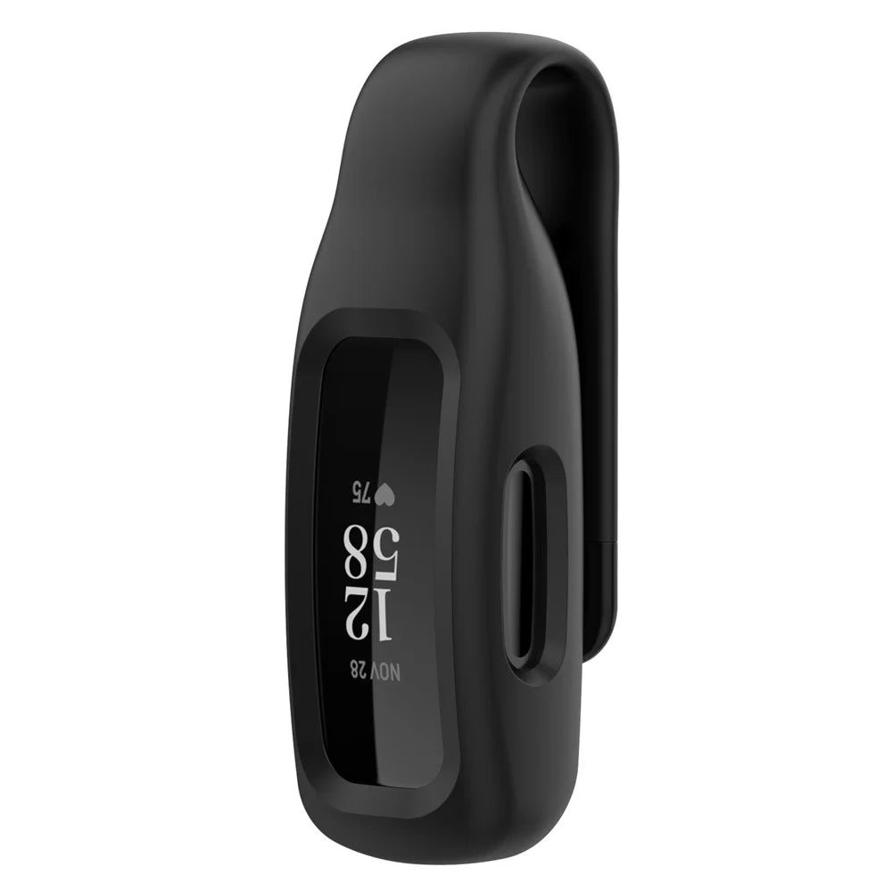 For Fitbit Inspire 3 / Inspire 2 / Ace 3 Silicone Clip Holder Protective Case Anti-Drop Fitness Tracker Cover - Black - 1