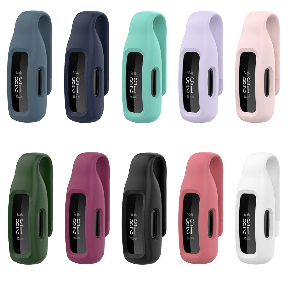For Fitbit Inspire 3 / Inspire 2 / Ace 3 Silicone Clip Holder Protective Case Anti-Drop Fitness Tracker Cover - Black - 7