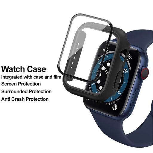 IMAK Protective Watch Case For Apple Watch SE3 / SE2 / SE1 /  6 / 5 / 4 40mm Hard PC Case with HD Tempered Glass - Black - 2