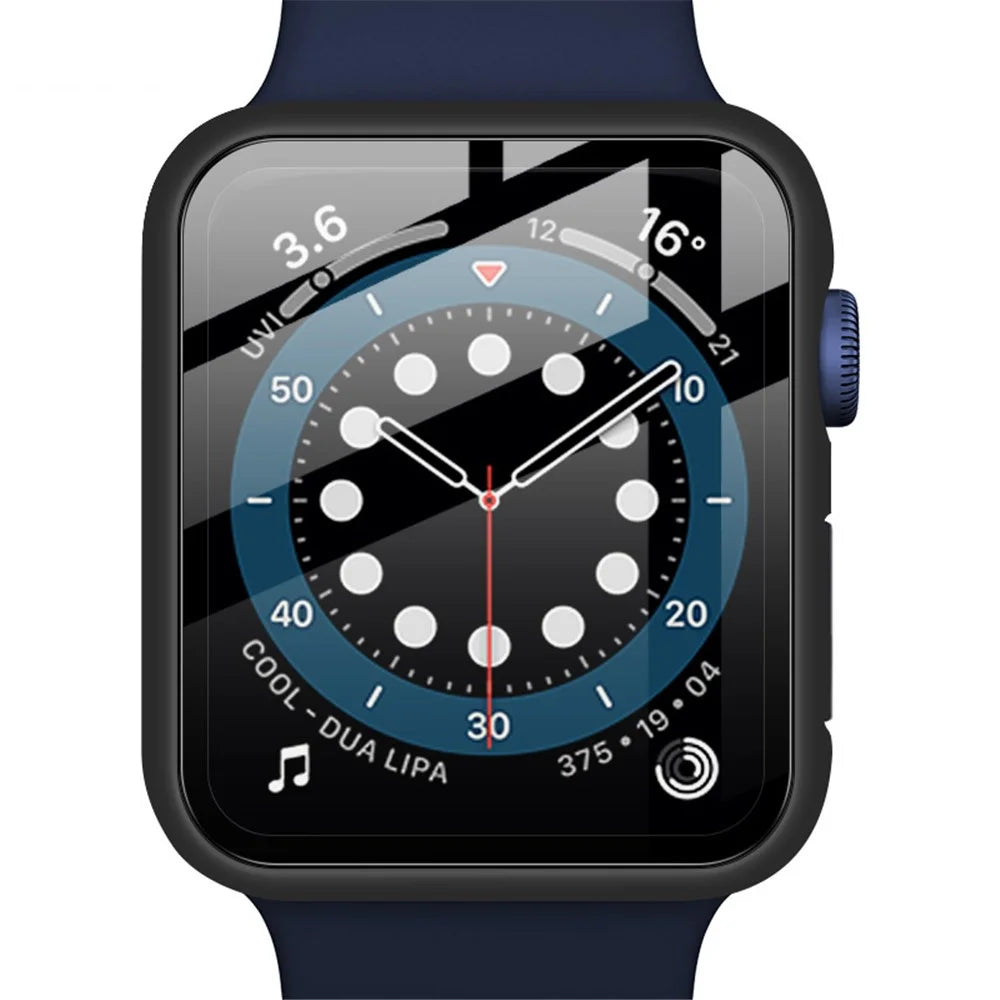 IMAK Protective Watch Case For Apple Watch SE3 / SE2 / SE1 /  6 / 5 / 4 40mm Hard PC Case with HD Tempered Glass - Black - 5