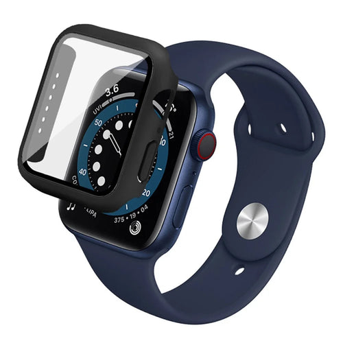 IMAK Watch Case For Apple Watch SE3 / SE2 / SE1 /  6 / 5 / 4 44mm Anti-Scratch Watch Cover with HD Tempered Glass - Black - 1