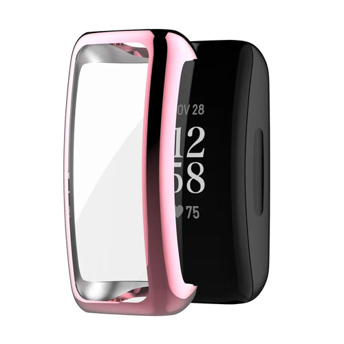 For Fitbit Inspire 3 Electroplating TPU Case with Screen Protector Scratch Resistant Smart Watch Case - Pink - 1
