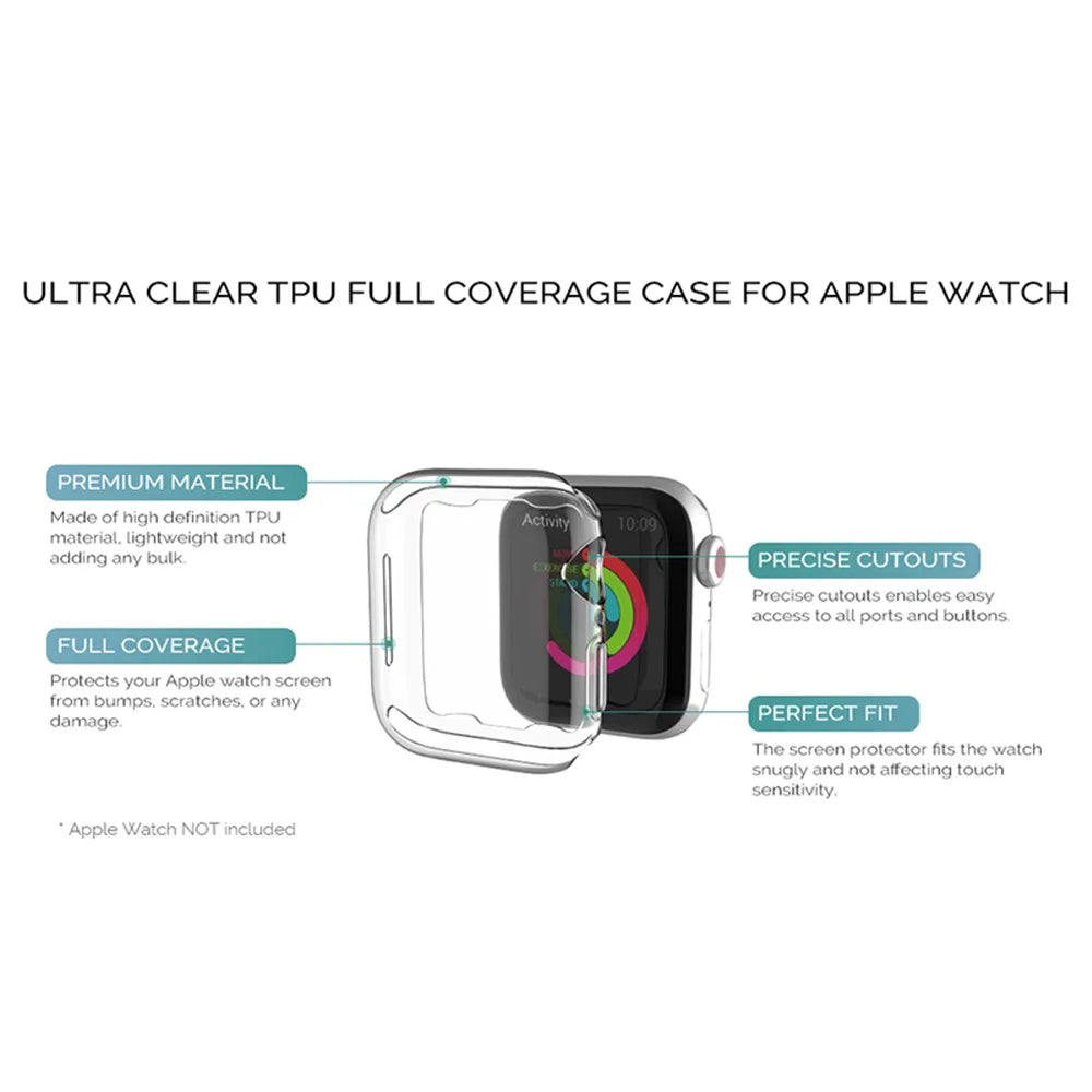 AHASTYLE WA05 2PCS For Apple Watch SE3 / SE2 / SE1 /  6 / 5 / 4 40mm Clear TPU Watch Frame Cover Protective Shockproof Case - 5