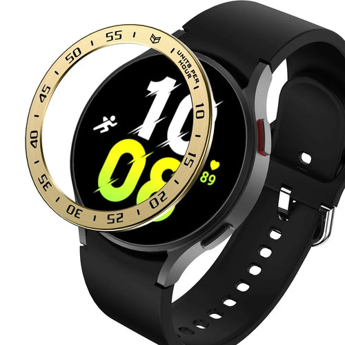 For Samsung Galaxy Watch 5 44mm Bezel Ring Styling Frame Case Anti-scratch Watch Cover with Dial Plate - Gold / Black - 1