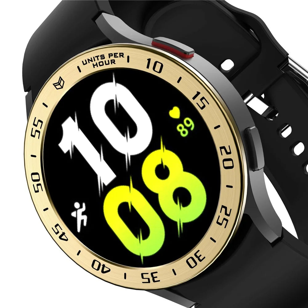 For Samsung Galaxy Watch 5 44mm Bezel Ring Styling Frame Case Anti-scratch Watch Cover with Dial Plate - Gold / Black - 3