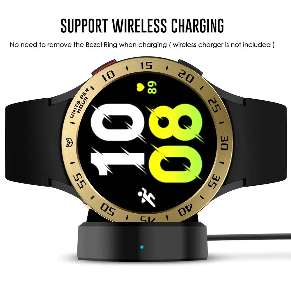 For Samsung Galaxy Watch 5 44mm Bezel Ring Styling Frame Case Anti-scratch Watch Cover with Dial Plate - Gold / Black - 4