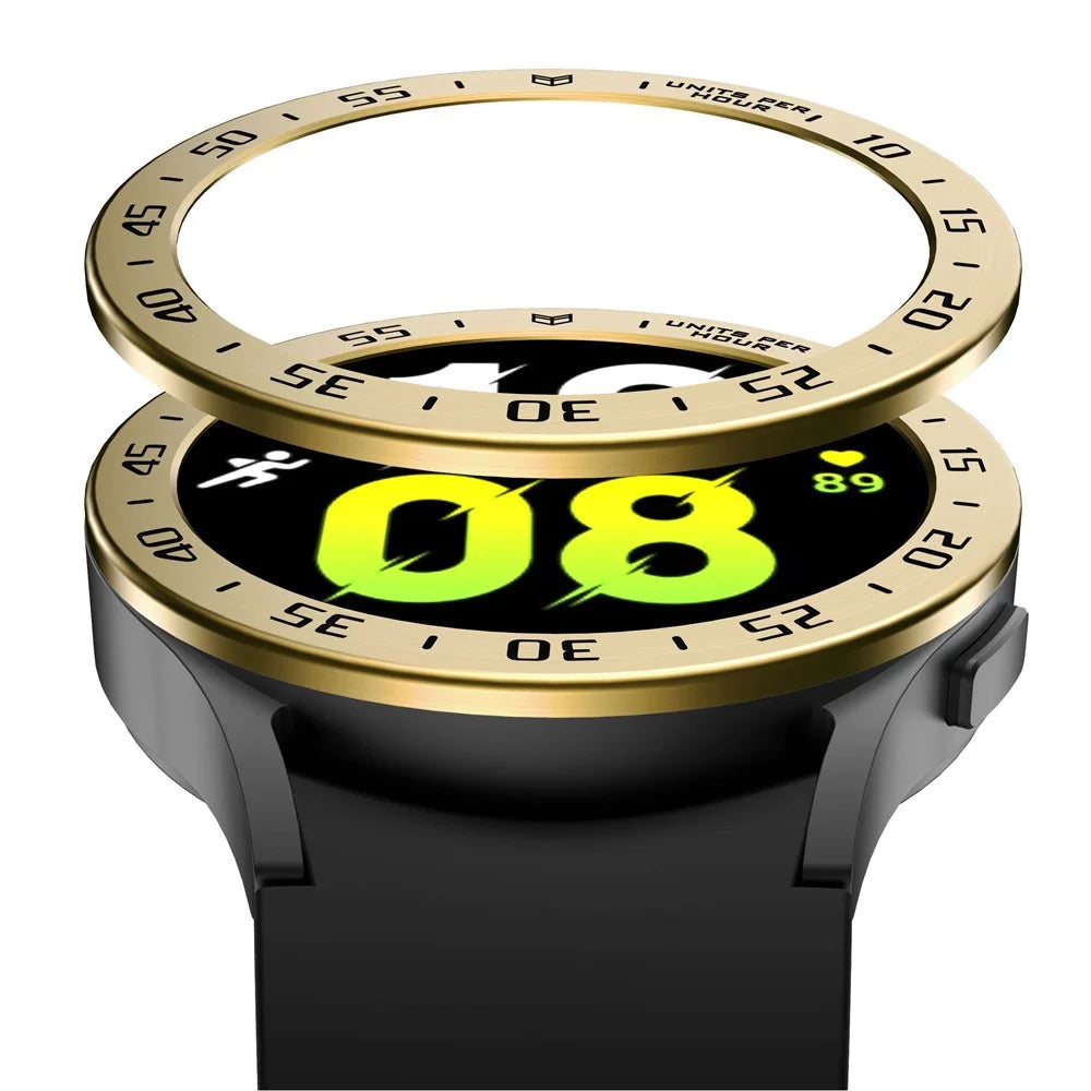 For Samsung Galaxy Watch 5 44mm Bezel Ring Styling Frame Case Anti-scratch Watch Cover with Dial Plate - Gold / Black - 5