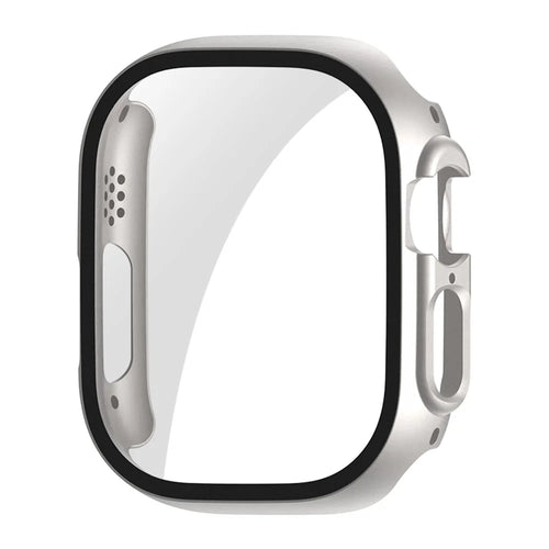 ENKAY HAT PRINCE For Apple Watch Ultra 3 / Ultra 2 / Ultra 49mm All-around Hard PC Case with Tempered Glass Screen Protector Shock Resistant Clear Cover - Silver - 1