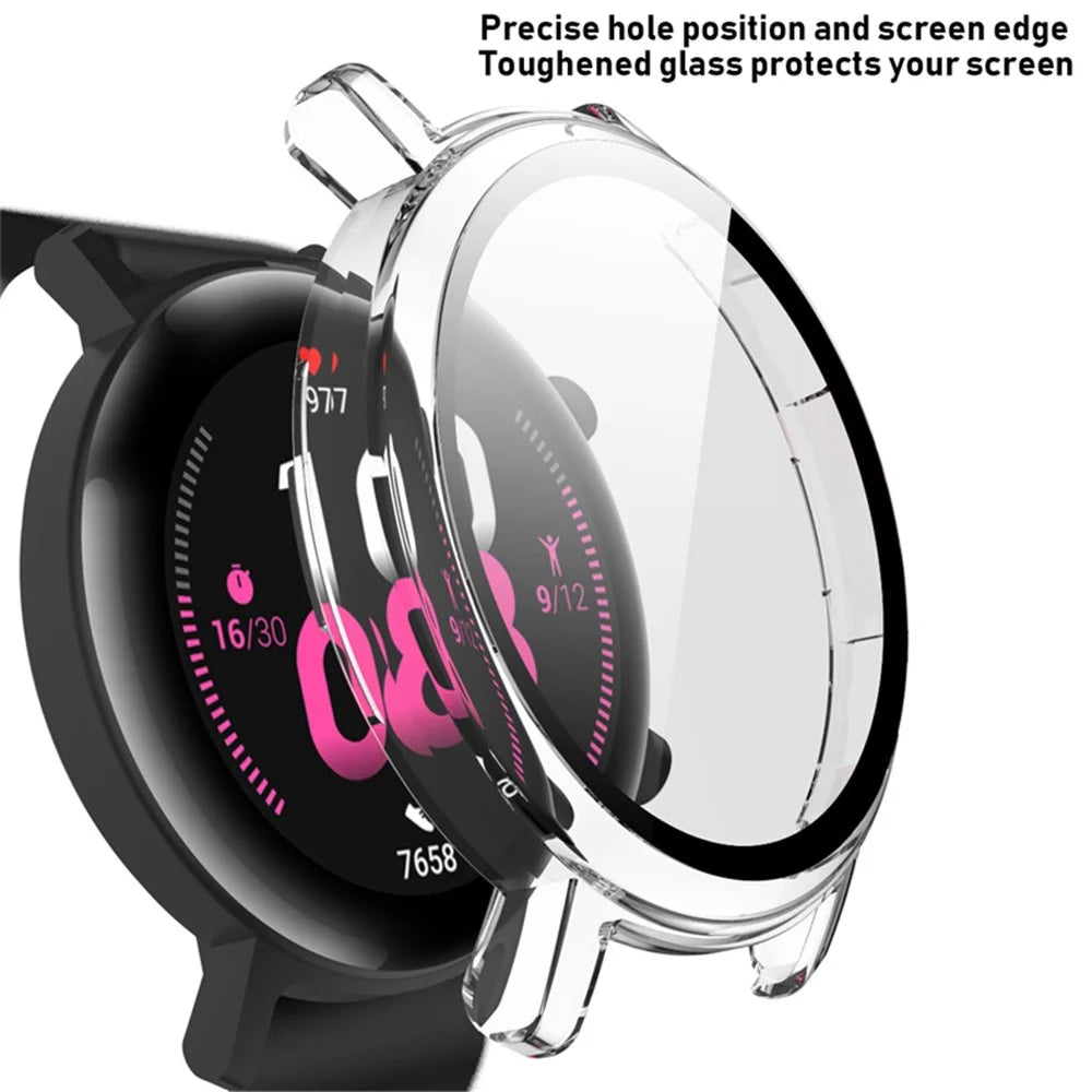 For Huawei Watch GT 2 42mm Hard PC Case with Tempered Glass Screen Protector Electroplated Scratch Resistant Overall Protective Cover - Transparent - 2