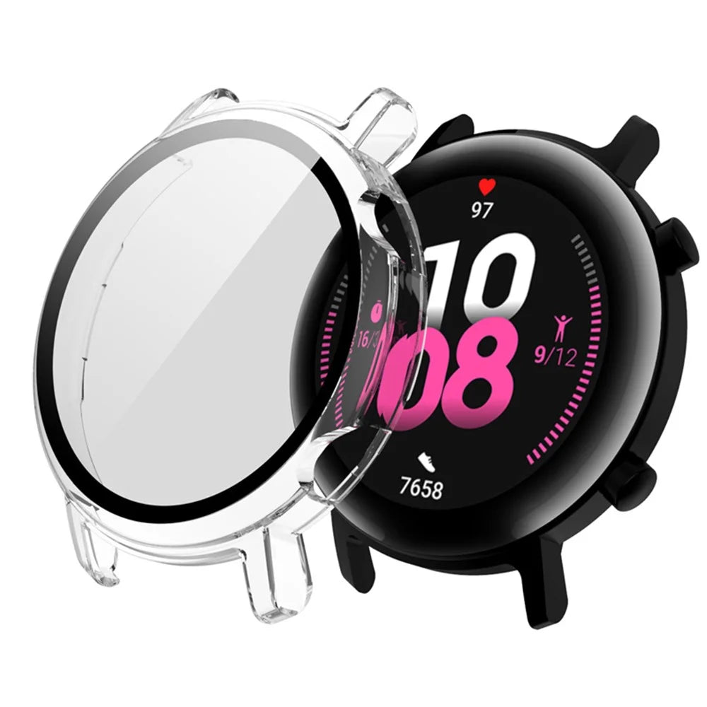 For Huawei Watch GT 2 42mm Hard PC Case with Tempered Glass Screen Protector Electroplated Scratch Resistant Overall Protective Cover - Transparent - 4