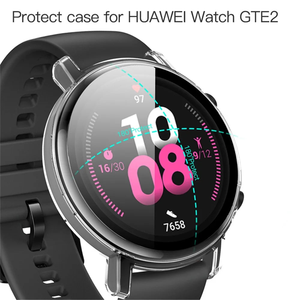 For Huawei Watch GT 2 42mm Hard PC Case with Tempered Glass Screen Protector Electroplated Scratch Resistant Overall Protective Cover - Transparent - 5