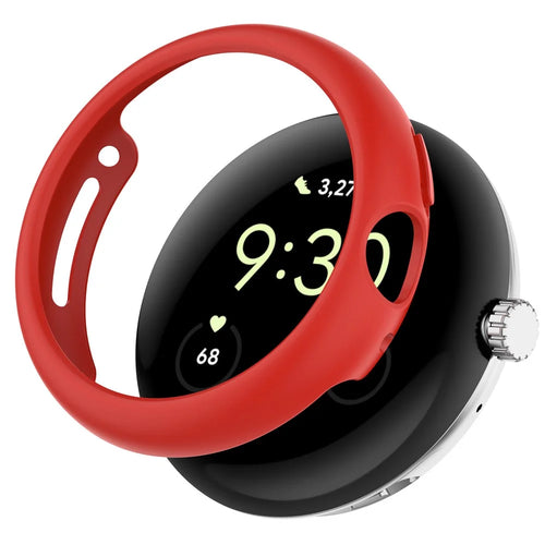 For Google Pixel Watch 2 / Pixel Watch Half Cover Hard PC Watch Case Anti-scratch Hollow Protective Cover Frame - Red - 1