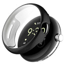 For Google Pixel Watch 2 / Pixel Watch Electroplating TPU Case Screen Protector Full Protection Anti-drop Protective Watch Cover - Black - 1