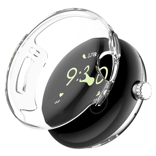 For Google Pixel Watch 2 / Pixel Watch Transparent TPU Case Anti-drop Protective Watch Cover with Screen Protector - 1