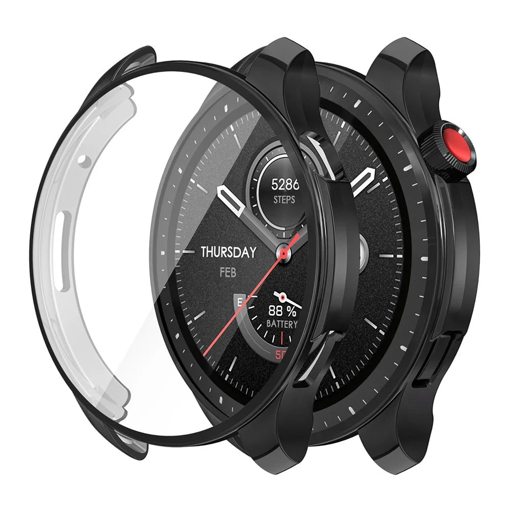 ENKAY HAT PRINCE For Huami Amazfit GTR 4 46mm Electroplating TPU Watch Case Anti-drop Cover with Screen Protector - Black - 1
