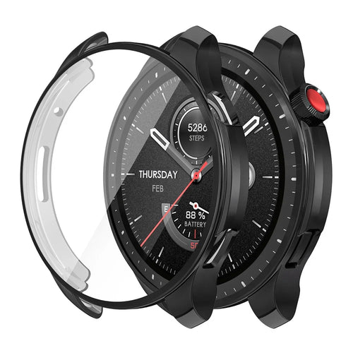 ENKAY HAT PRINCE For Huami Amazfit GTR 4 46mm Electroplating TPU Watch Case Anti-drop Cover with Screen Protector - Black - 1