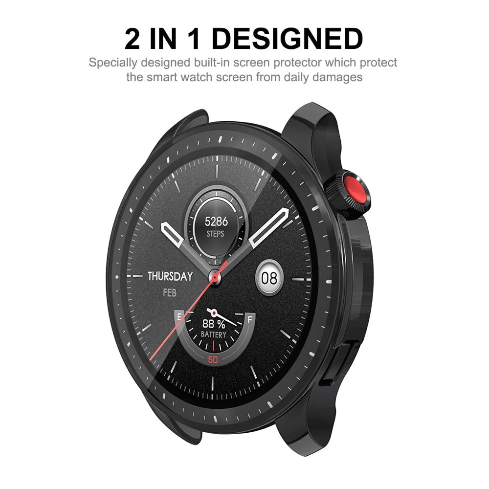 ENKAY HAT PRINCE For Huami Amazfit GTR 4 46mm Electroplating TPU Watch Case Anti-drop Cover with Screen Protector - Black - 3