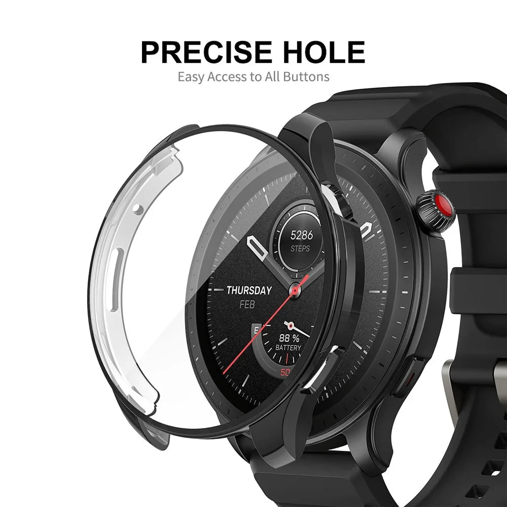 ENKAY HAT PRINCE For Huami Amazfit GTR 4 46mm Electroplating TPU Watch Case Anti-drop Cover with Screen Protector - Black - 4