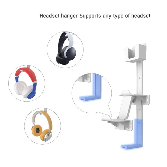 JYS Universal Game Controller Remote Control Holder Wall Mount Storage Rack Gamepad Headset Hanger Shelf - White - 3
