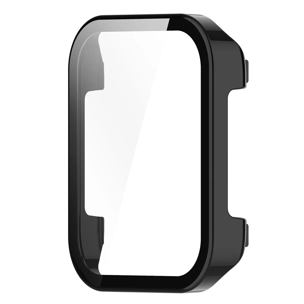 For Realme Watch 3 Pro Hard PC Clear Watch Case Full Coverage Anti-scratch Protective Cover with Tempered Glass Screen Protector - Black - 2