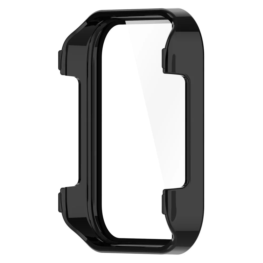 For Realme Watch 3 Pro Hard PC Clear Watch Case Full Coverage Anti-scratch Protective Cover with Tempered Glass Screen Protector - Black - 3