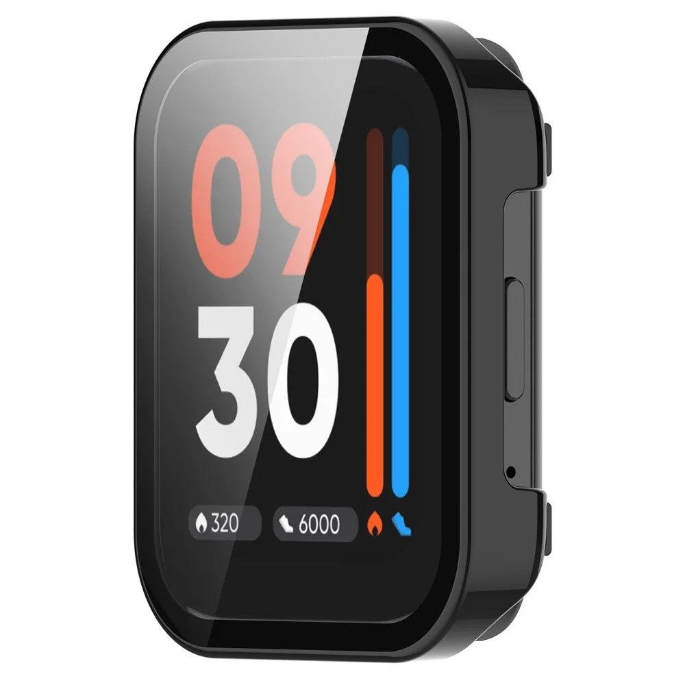 For Realme Watch 3 Pro Hard PC Clear Watch Case Full Coverage Anti-scratch Protective Cover with Tempered Glass Screen Protector - Black - 4