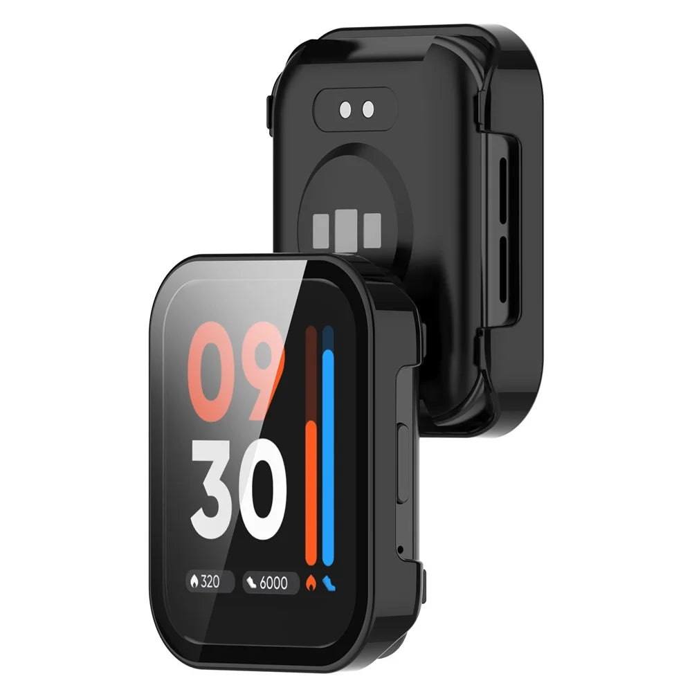 For Realme Watch 3 Pro Hard PC Clear Watch Case Full Coverage Anti-scratch Protective Cover with Tempered Glass Screen Protector - Black - 5