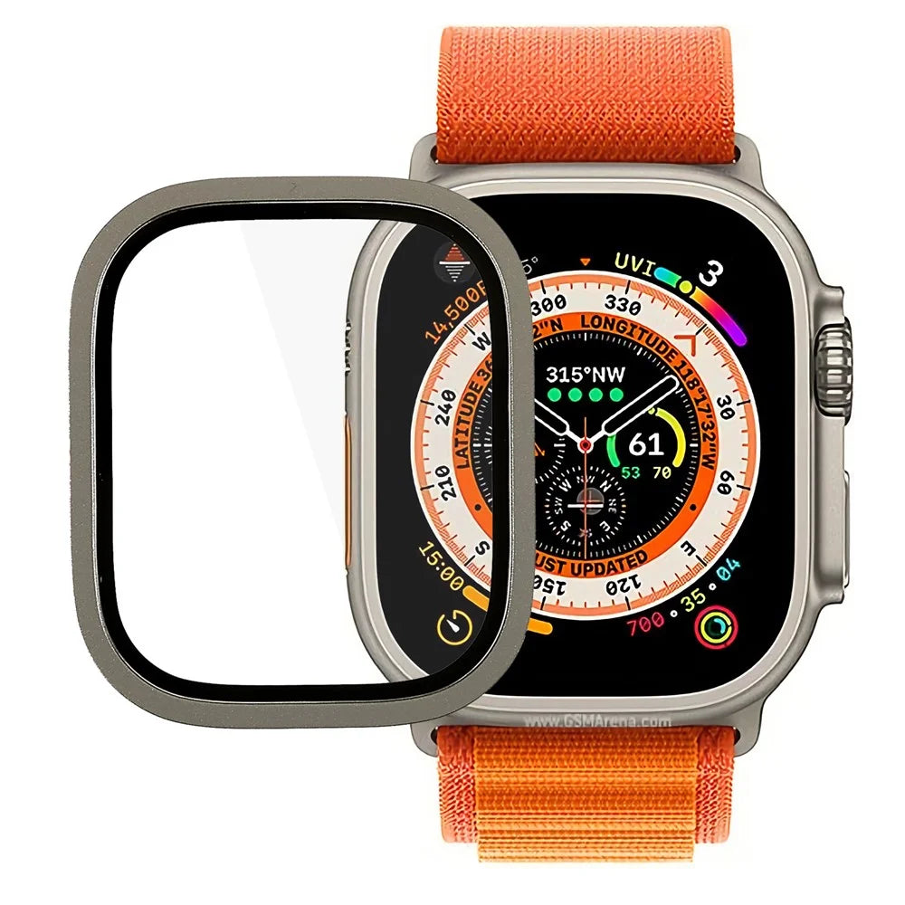 For Apple Watch Ultra 3 / Ultra 2 / Ultra 49mm Titanium Alloy Watch Case Integrated Full Glue Tempered Glass Screen Protector Smart Watch Case with Screen Film - 1