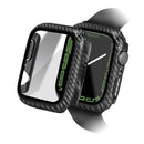 ENKAY HAT PRINCE For Apple Watch Series 9 / 8 / 7 45mm Hard PC Case with Tempered Glass Screen Protector Carbon Fiber Texture Full Protective Cover - 1