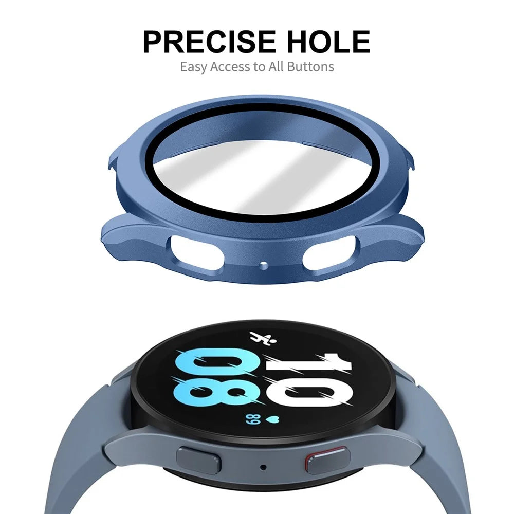 ENKAY HAT PRINCE For Samsung Galaxy Watch 5 40mm Waterproof Case with Tempered Glass Hard PC Cover - Blue - 5