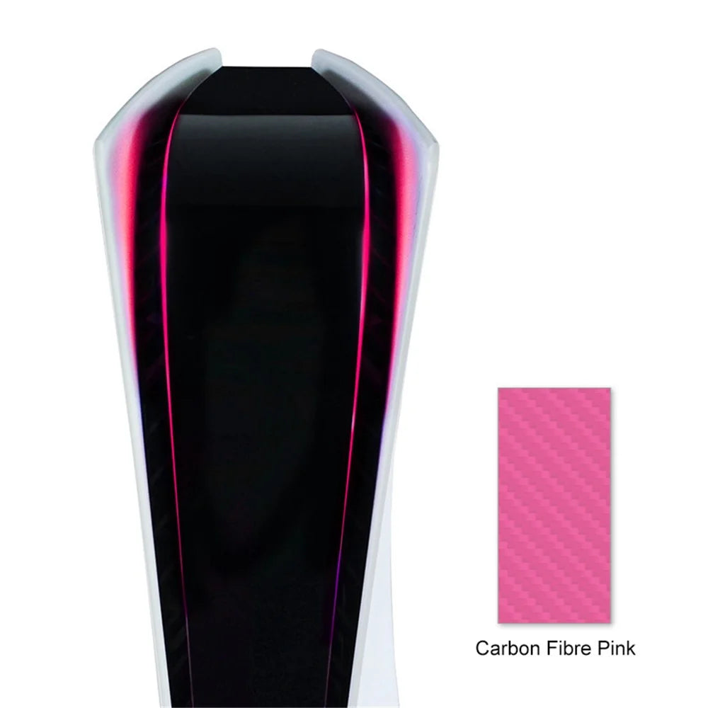 Luminous Carbon Fiber Sticker LED Light Bar Decor Adhesive Sticker Paper Compatible with PS5 Console - Pink - 2