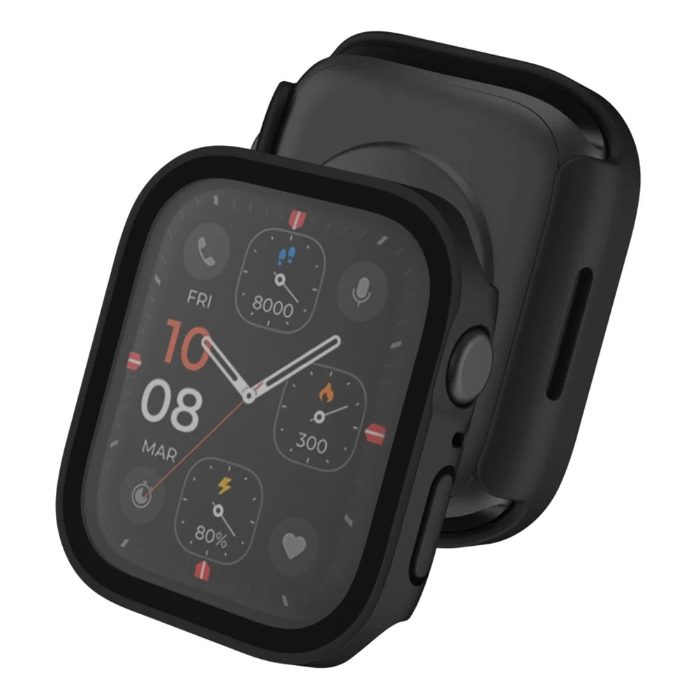 For Apple Watch Series 9 / 8 / 7 45mm Waterproof Frosted Watch Case Anti-drop PC Cover with Tempered Glass Screen Protector - Black - 6