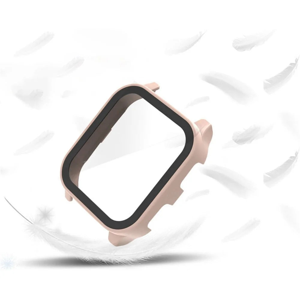 For Garmin Venu Sq 2 Hard PC Cover Full Coverage Shockproof Watch Cover with Tempered Glass Screen Protector - Pink - 3